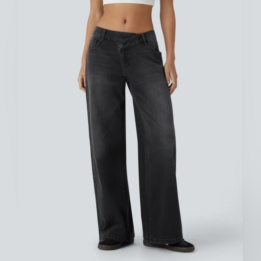 Halara Flex Asymmetric Low Rise Baggy Wide Leg Jean Small X-tall New